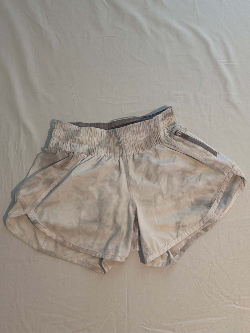 lululemon athletica light gray athletic shorts with zip pocket